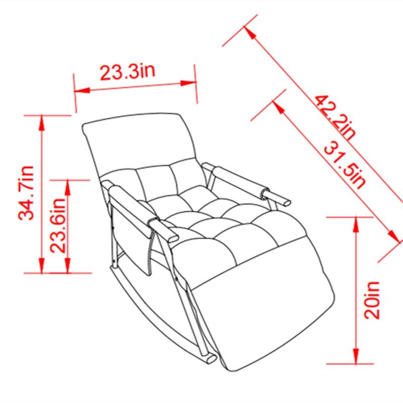 Folding Rocking Upholstered Chair with Adjustable Back and Footrest