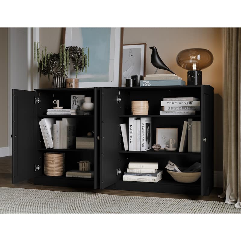 100% Solid Wood Sideboard with Glass or Solid Wood Doors by Palace Imports - 64" x 35.75"