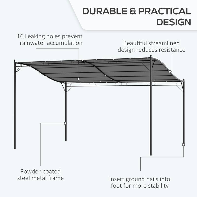 10' x 13' Steel Outdoor Pergola with Weather-Resistant Canopy, Cream White