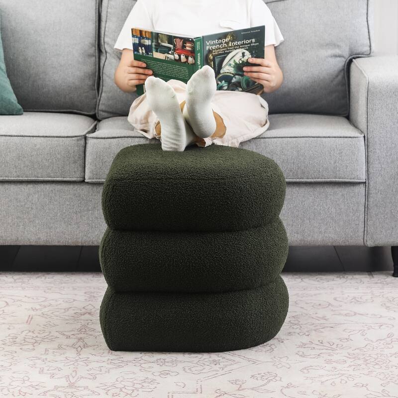 Adeco Boucle Ottoman Upholstered Footrest