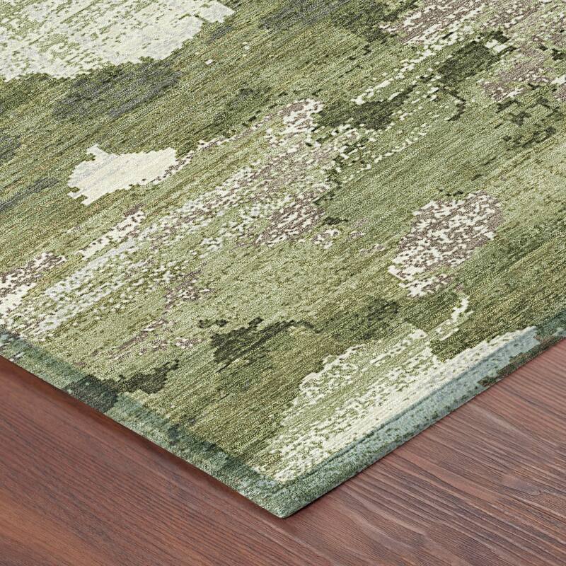 Machine Washable Indoor/ Outdoor Abstract Casual Chantille Rug