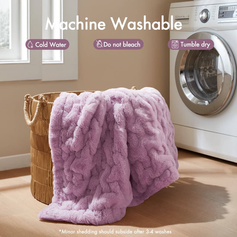 Madison Park Ruched Fur Throw