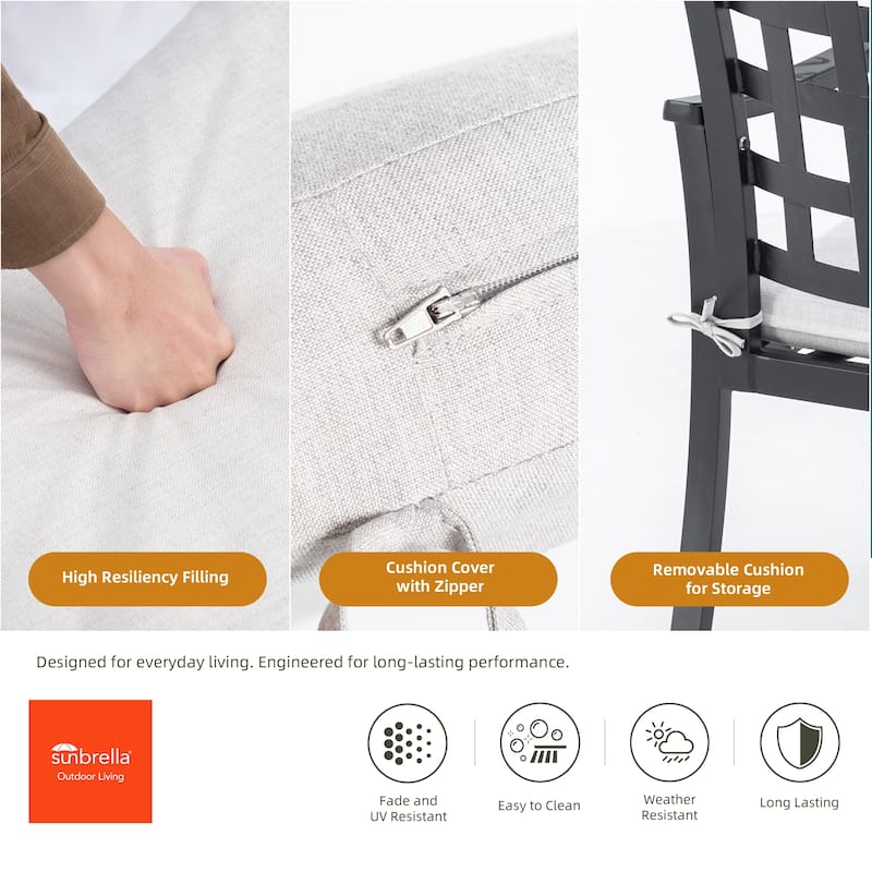 Modern Patio 2-Piece Dining Chairs with Sunbrella Fabric Cushion