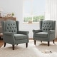preview thumbnail 7 of 77, Button Tufted Armchair Wingback Wood legs Accent Chairs (Set of 2) Grey-Linen