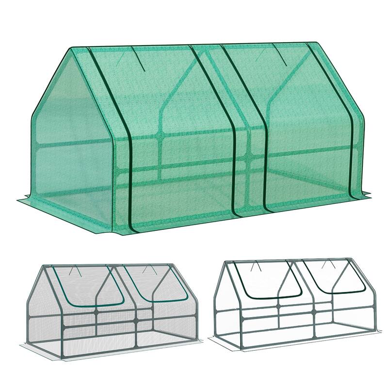 Aoodor 6x3x3 ft Mini Greenhouse with 2 Zipper Doors, 3 Covers - 6 x 3 x 3 ft. - 6 x 3 x 3 ft. - Mini