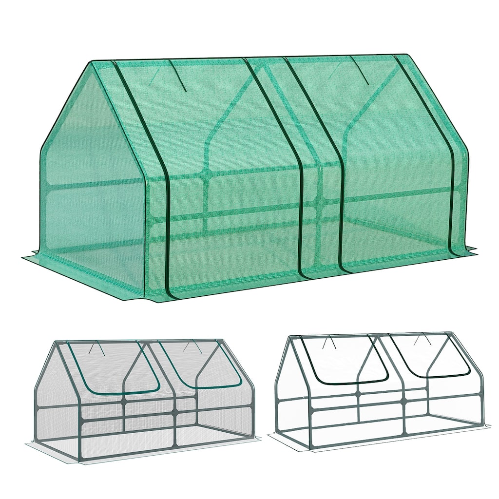 Aoodor 6x3x3 ft Mini Greenhouse with 2 Zipper Doors, 3 Covers - 6 x 3 x 3 ft.