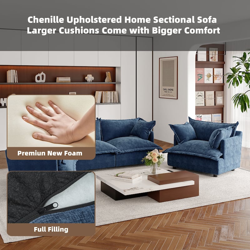 Double Layer Cushion Comfy Cloud Modular Sectional Sofa Set