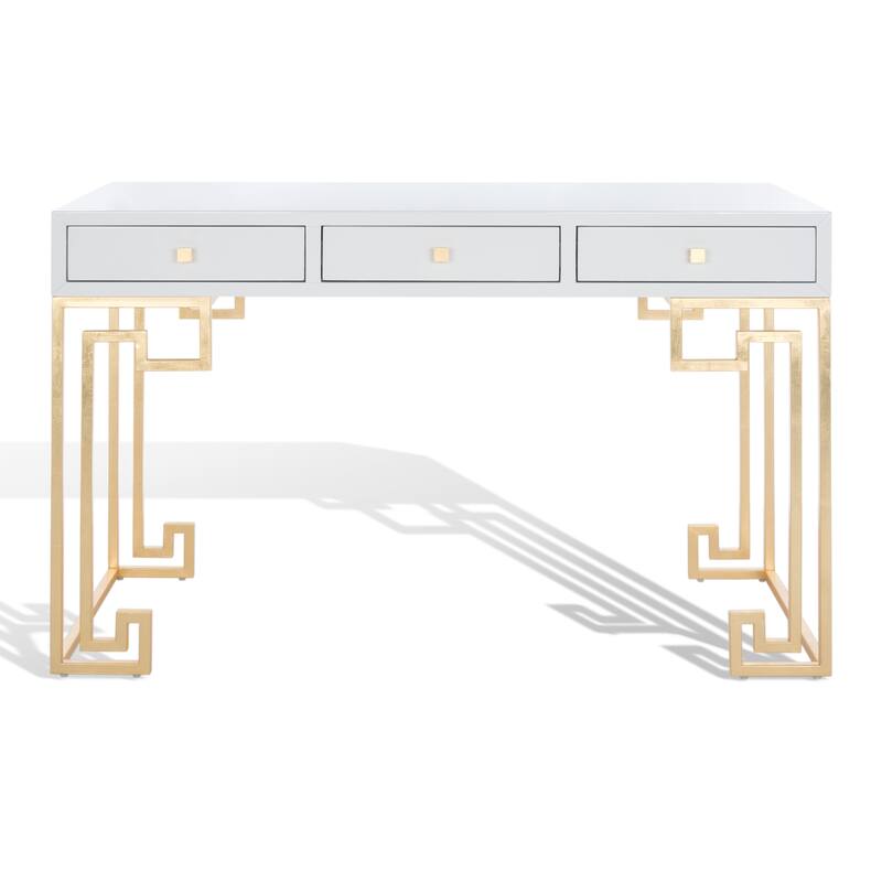 SAFAVIEH Couture Aiman Lacquer White/ Gold Writing Desk