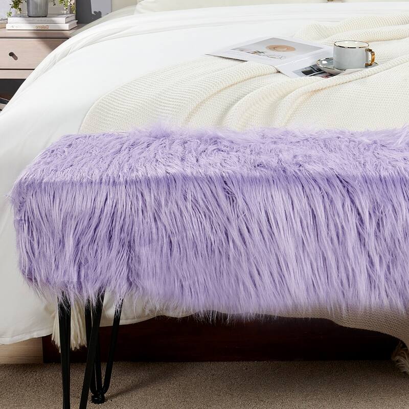 Home Soft Things Mongolian Fauxfur Ottoman 46"x16"x22" with Table Legs