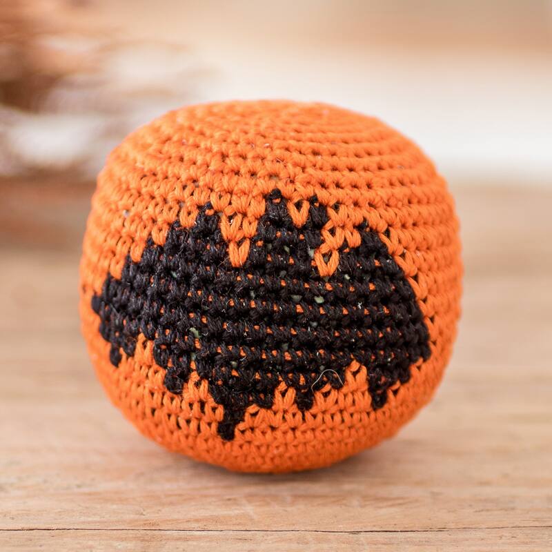 Novica Handmade Playful Bat Cotton Hacky Sack
