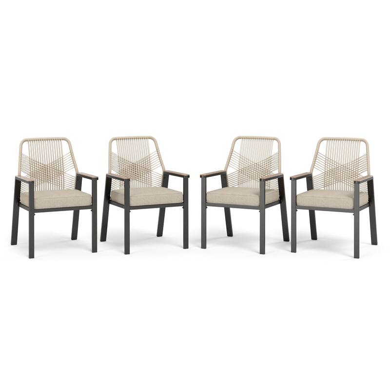 MAISON ARTS Outdoor Dining Chairs Set with Cushions - 4-piece Standard Chair