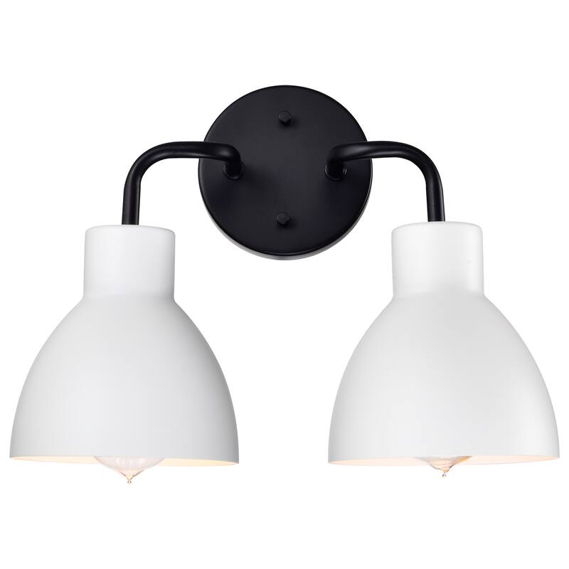 Sloan 2 Light Vanity; Matte Black Finish with White Shade