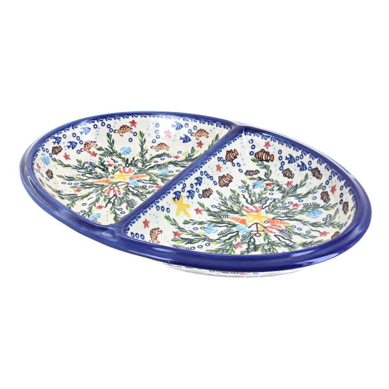 Blue Rose Polish Pottery 203 Vena Divided Dish - Atlantis