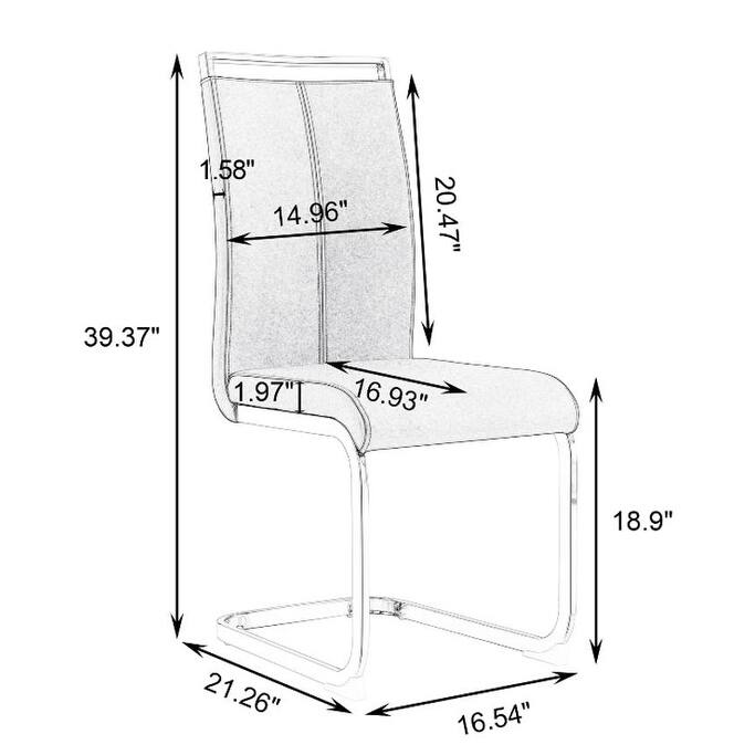 Modern PU Faux Leather High Back Dining Chairs with C-shaped Tube Chrome Metal Legs for Multiple Rooms