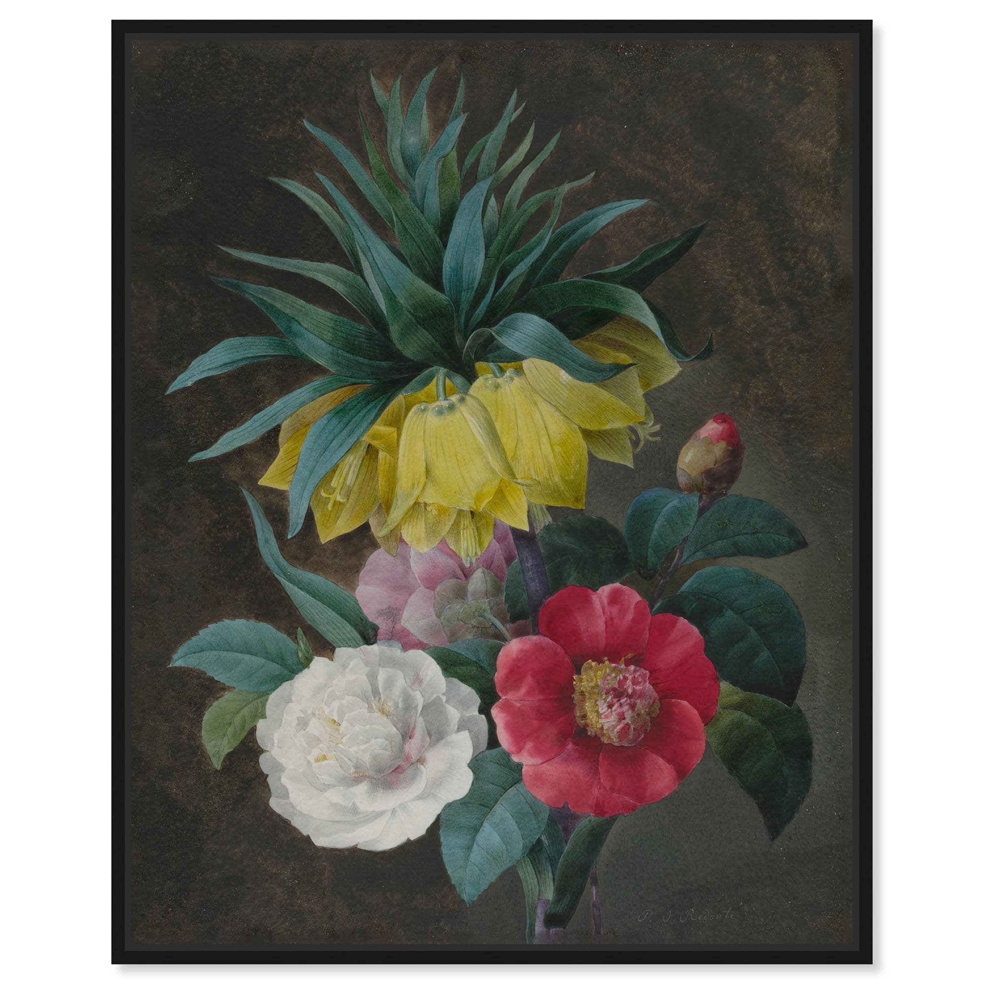 Four Peonies and a Crown Canvas by Art Remedy