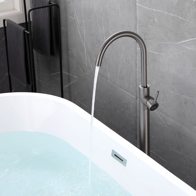 Freestanding Floor Mount 1-Handle Bath Tub Filler Faucet