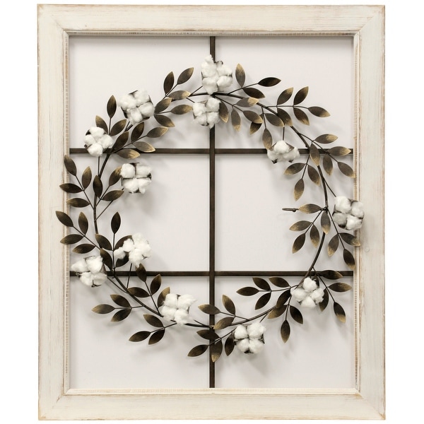 StyleCraft SC-WI52457 26 1/8" x 31 1/2" - "Floral Wreath" Iron and Wood Botanical Floral Wall Wreath - Brass