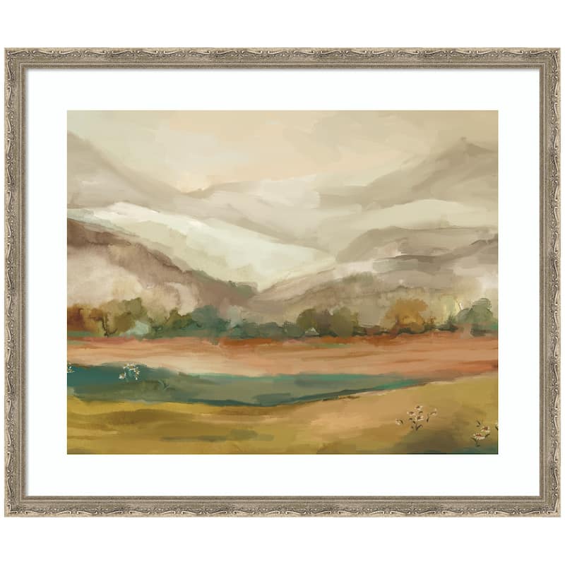 Kate and Laurel Framed Art Mountainscape Horizontal by Annie Quigley - 26x22 - Silver