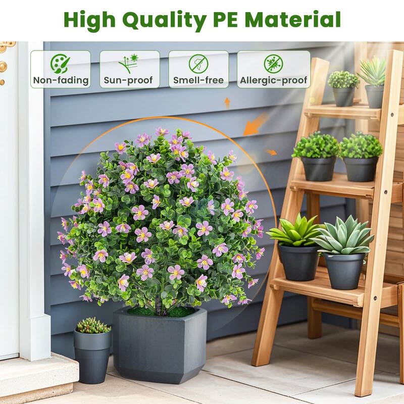 Costway 2 Pack Artificial Boxwood Topiary Ball Tree Faux Shrub Bushes