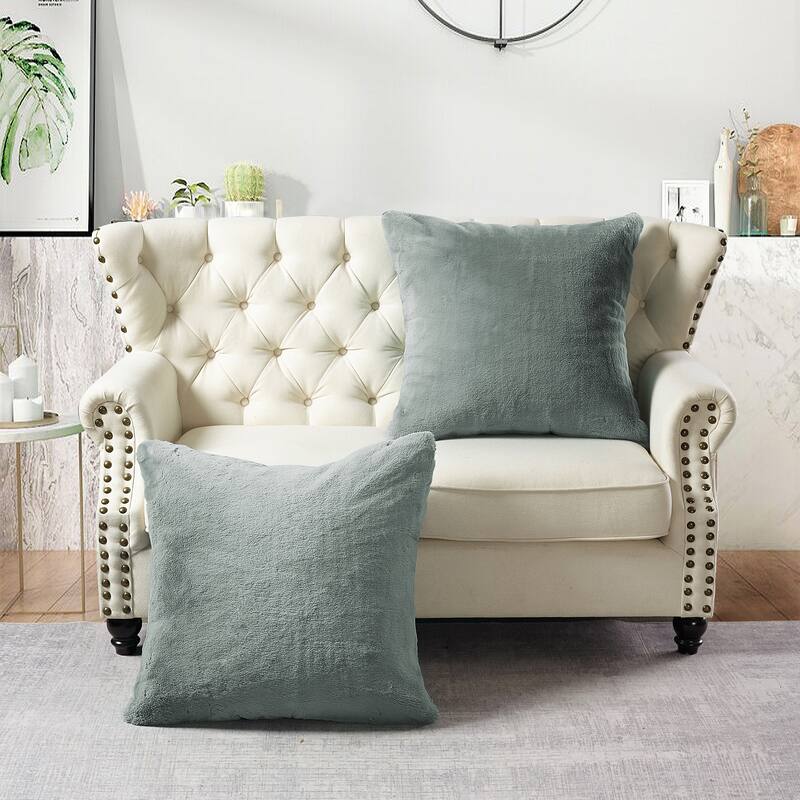 Serenta Heavy Fauxfur Pillow Shell 2 PC Set, NO INSERT - 26" x 26" - Silver