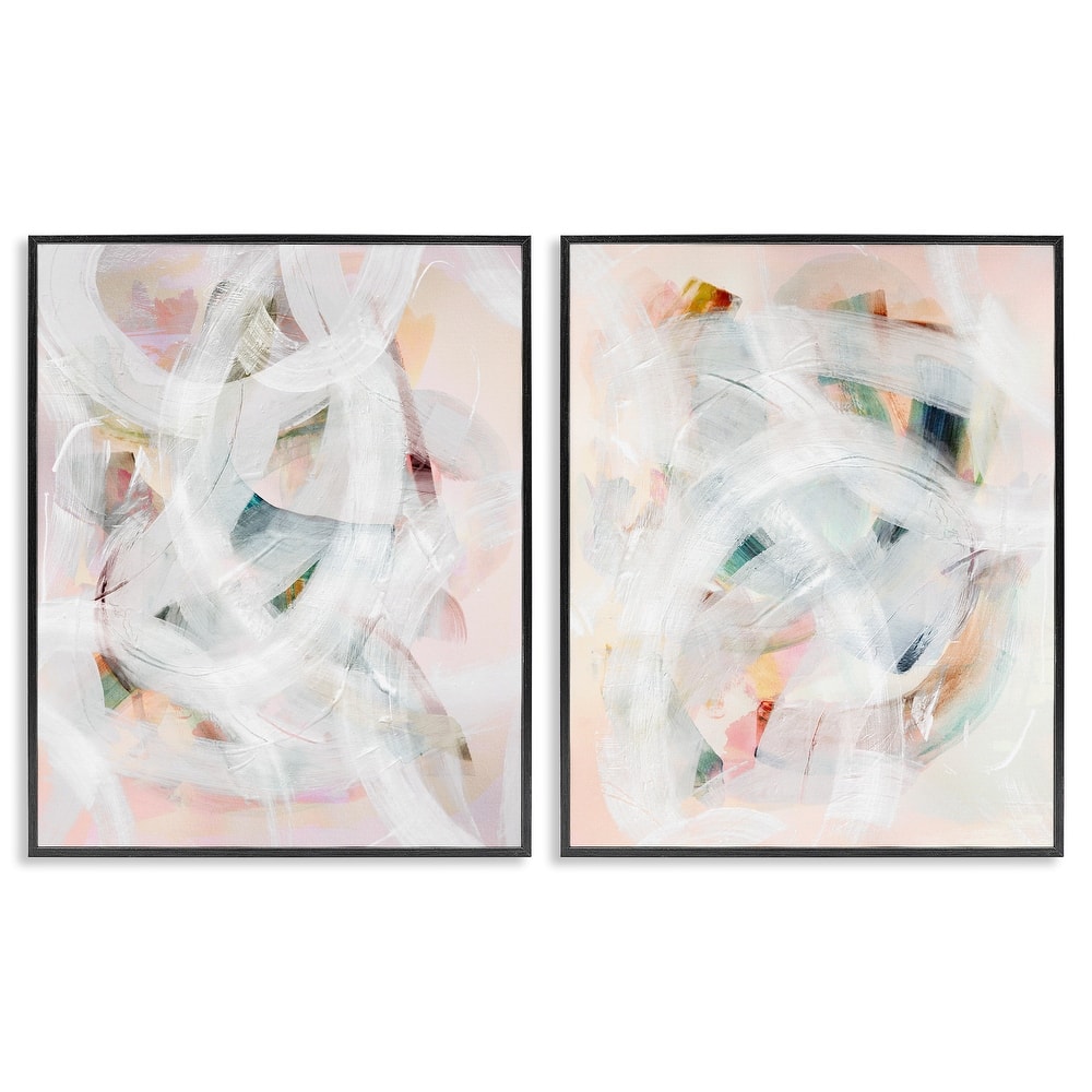 Stupell Subtle & Soft Abstraction Framed Giclee Art Design By Gemma Bardot (Set of 2)