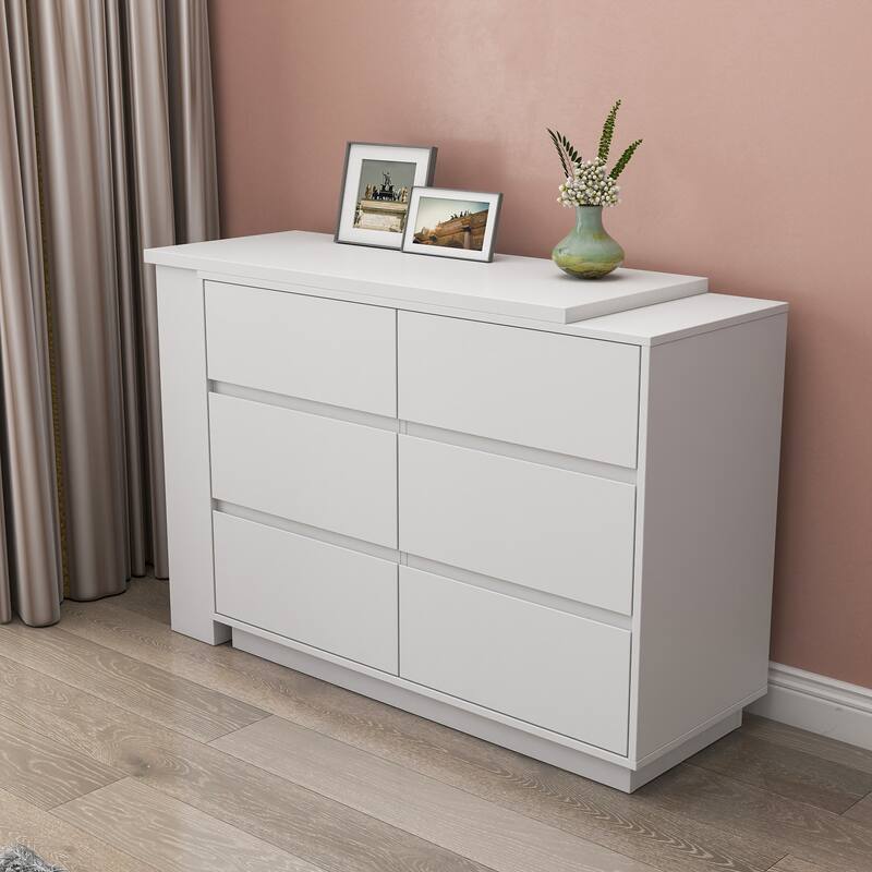 L Shaped Computer Desk with Drawers, Modern Corner Desk with Reversible Storage Cabinet, Long Study Writing Desk Workstation
