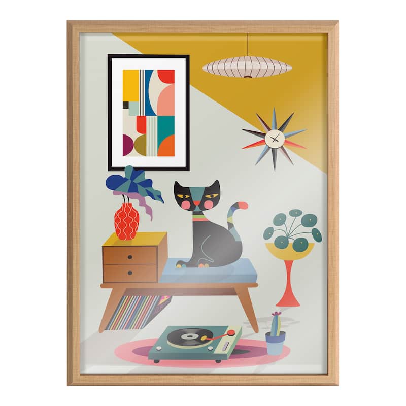 Kate and Laurel Blake Record Player Framed Printed Art by Rachel Lee