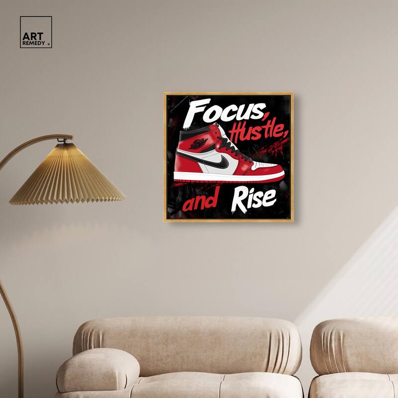 Hustle and Rise Sneaker Red Canvas by Art Remedy