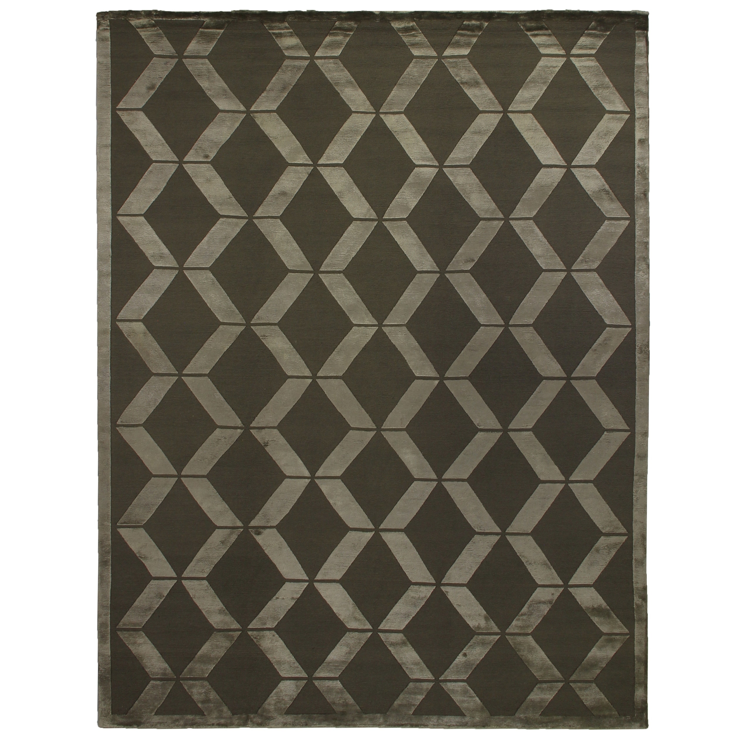 Metro Velvet hand-knotted Wool/Viscose Khaki Area Rug - 8' x 10'