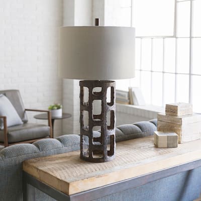 Fyl Table Lamp with Brown Base and Off-White Shade