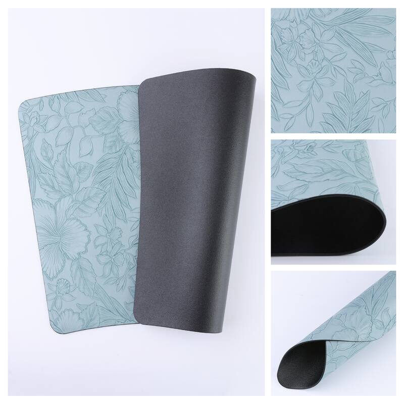 Set of 6 Place Mat, Faux Leather Placemats for Kitchen Dining Table Decor, Table Placemats Wipeable Table Mat - 19*12in - Light Blue