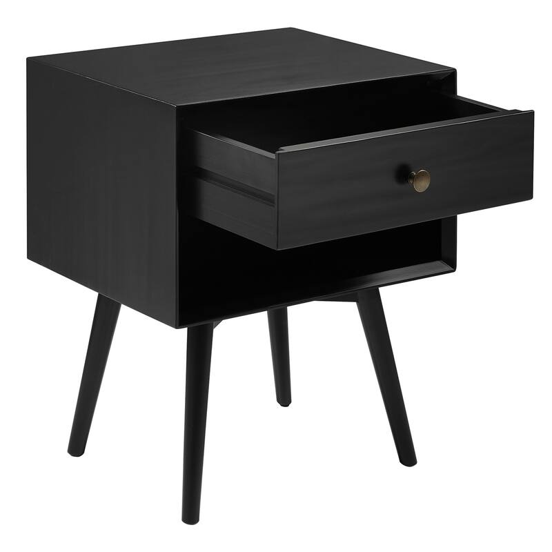 Middlebrook Mid-Century Solid Wood 1-Drawer, 1 Shelf Nightstand