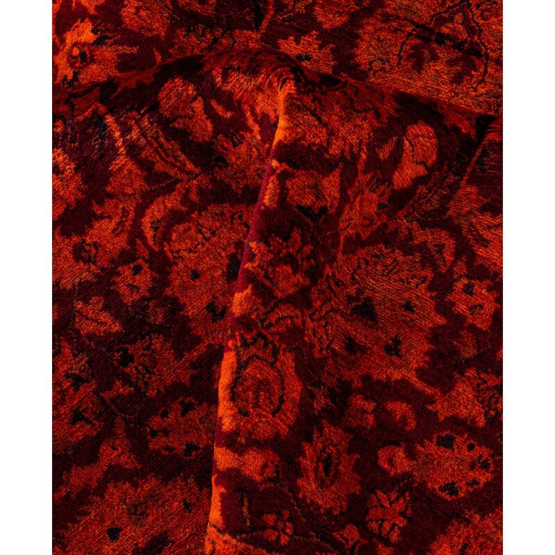 Overdyed One-of-a-Kind Hand-Knotted Area Rug - Orange - 8' 2" x 8' 2"