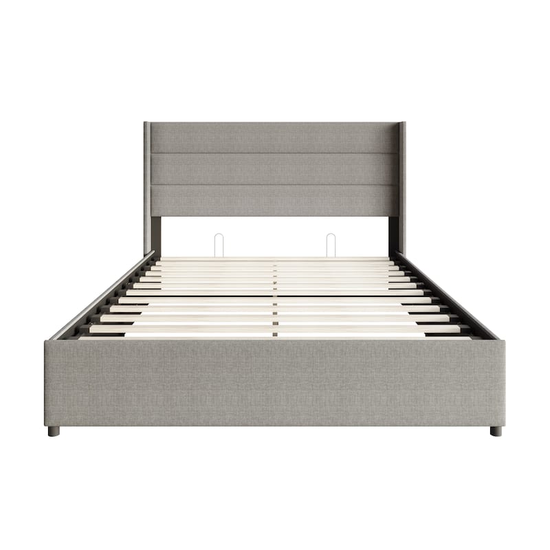 CraftPorch Modern Wingback Platform Lift Up Storage Bed