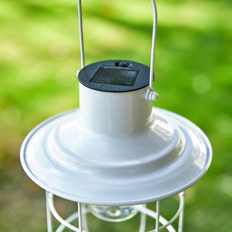 Glitzhome 9.75"H Metal Wire Solar Powered Outdoor Hanging Lantern