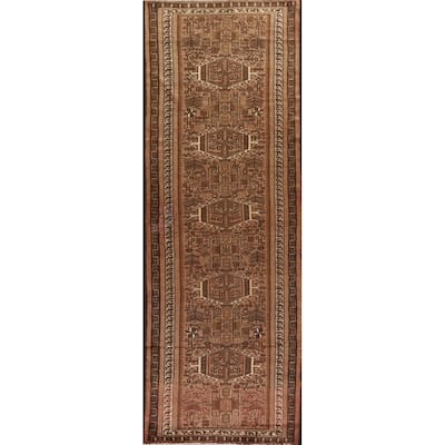 Tribal Gharajeh Persian Vintage Runner Rug Handmade Wool Carpet - 3'5"x 12'8"