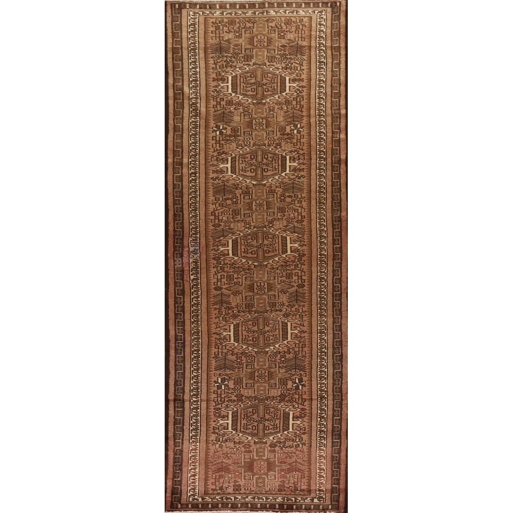 Tribal Gharajeh Persian Vintage Runner Rug Handmade Wool Carpet - 3'5"x 12'8"