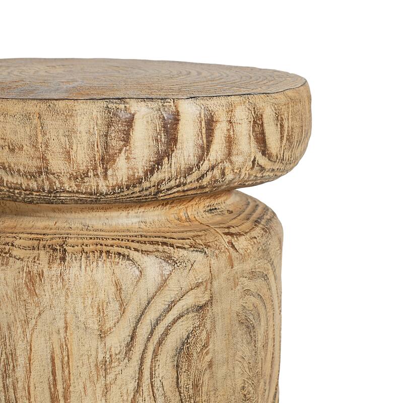 Christopher Knight Home - Terra Rustic Tree-Stump Lightweight Concrete Side Table in Natural Wood Grain - 17"W x 17"D x 14.6"H