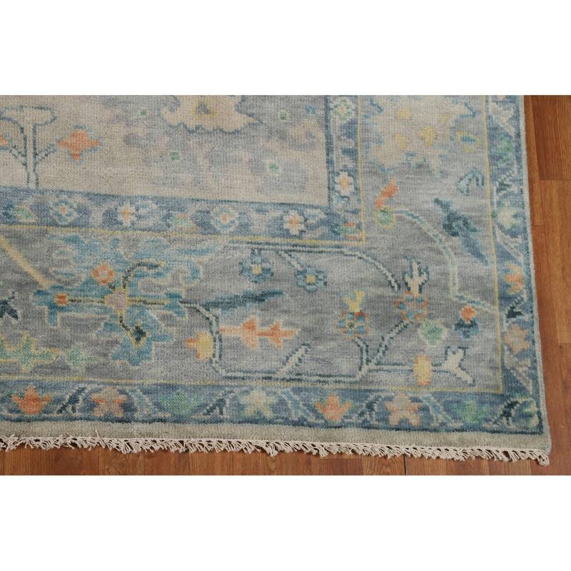 All-Over Oushak Indian Area Rug Hand-Knotted Wool Carpet - 7'10"x 10'0"