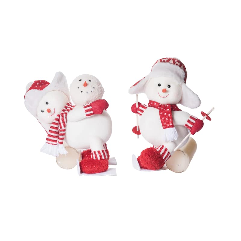 Transpac Christmas Plush Silly Snowman Set of 2 Christmas Home Decorations