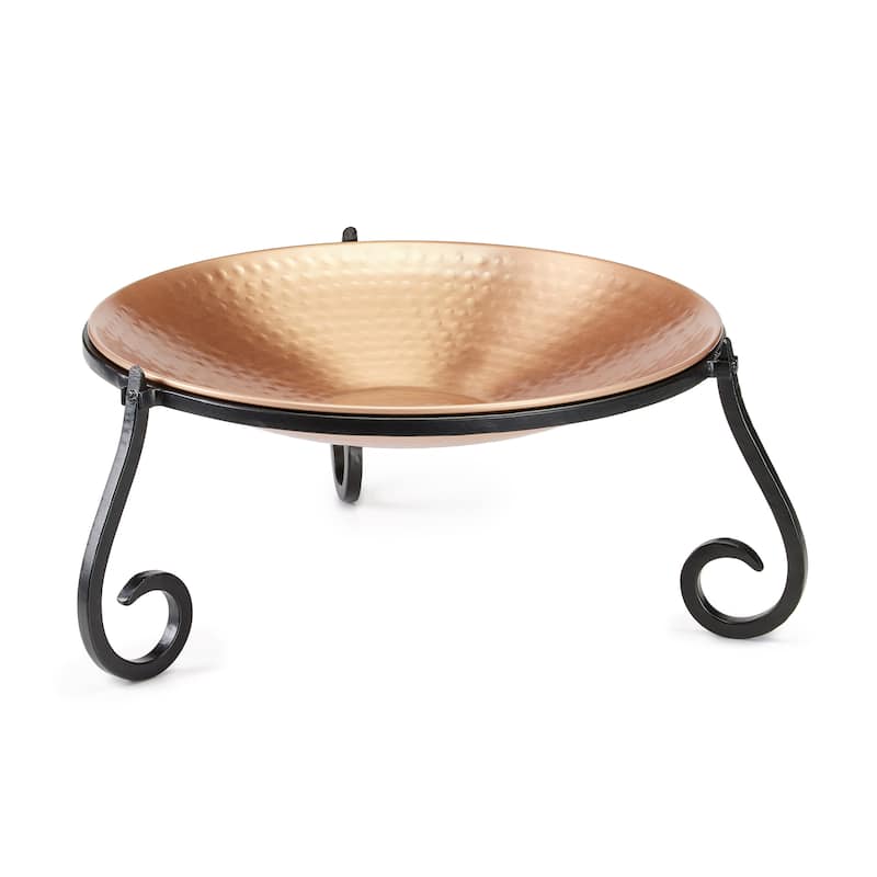 13.5" Freestanding Copper Birdbath with Stand