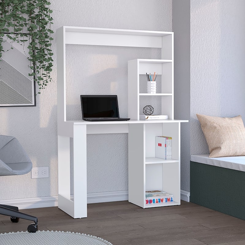 Desk With Hutch and Shelves,Computer Desk for Home Office - White