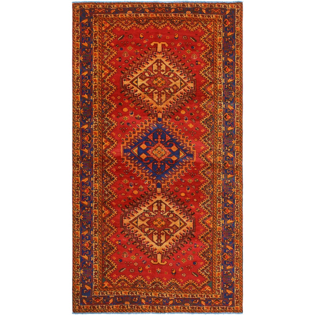 Fine Vintage Distressed Naciye Red/Blue Runner - 5'5" x 9'9"