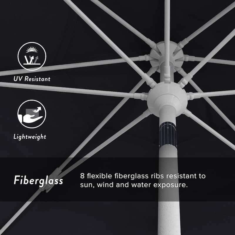 California Umbrella 9' Rd Patio Umbrella White Aluminum Frame Fiberglass Ribs Crank Lift Collar Tilt Sunbrella