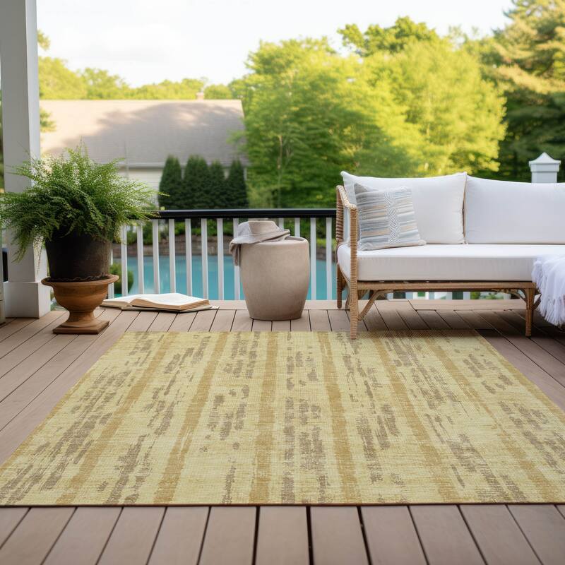 Machine Washable Indoor/ Outdoor Chantille Stripe Ombre Rug