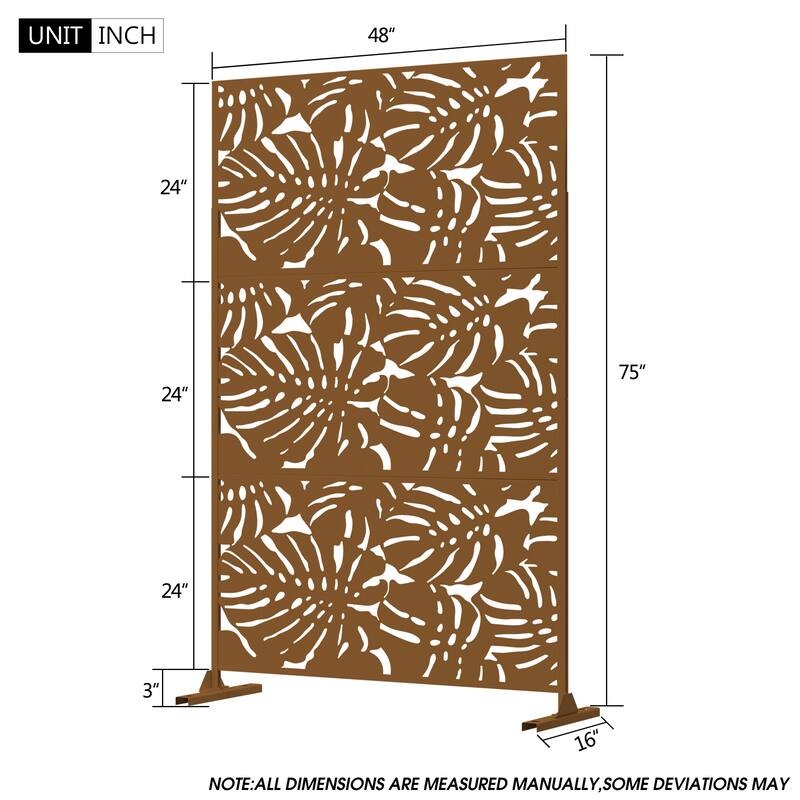 Metal Privacy Screen Wall Decoration Free Standing-6.3 ft. H X 4 ft. W