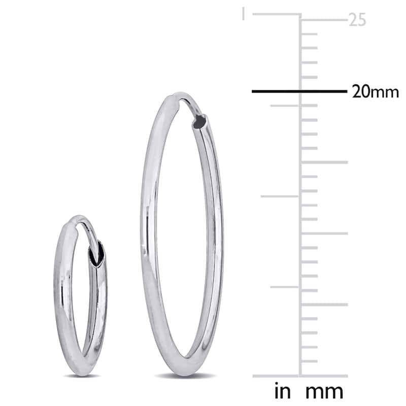 Miadora 11mm 20mm Hoop Earrings 2-Piece Set 14k White Gold