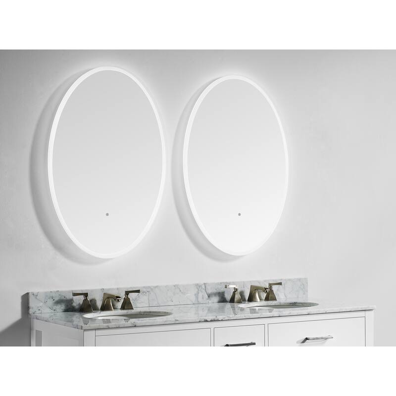 Miseno 24" W x 36" H Oval Frameless Wall Mounted Mirror with LED