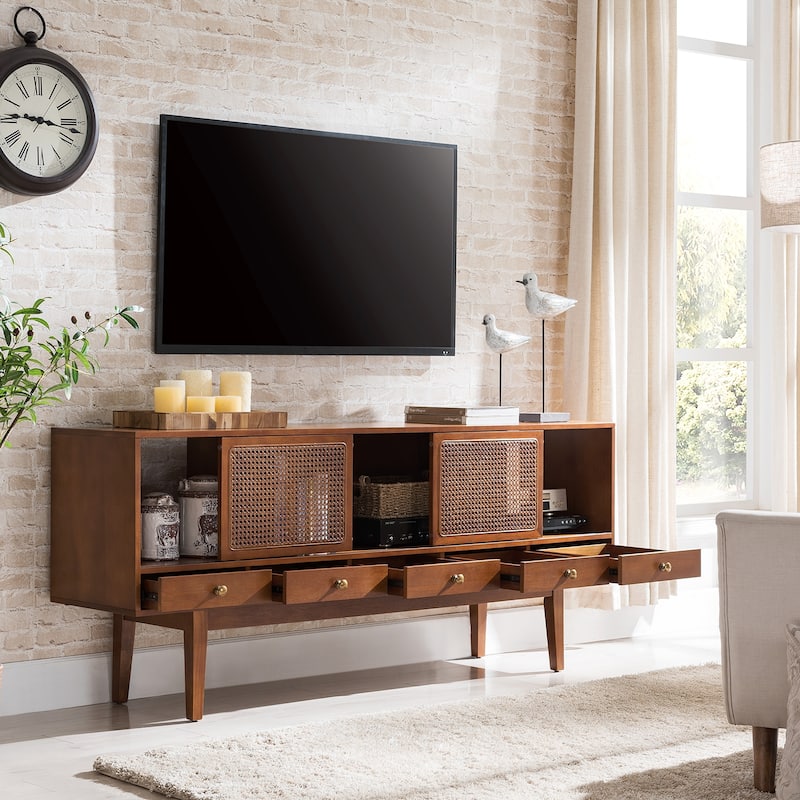 SEI Furniture Mid-century Modern TV Stand Media Console for TV's up to 68"