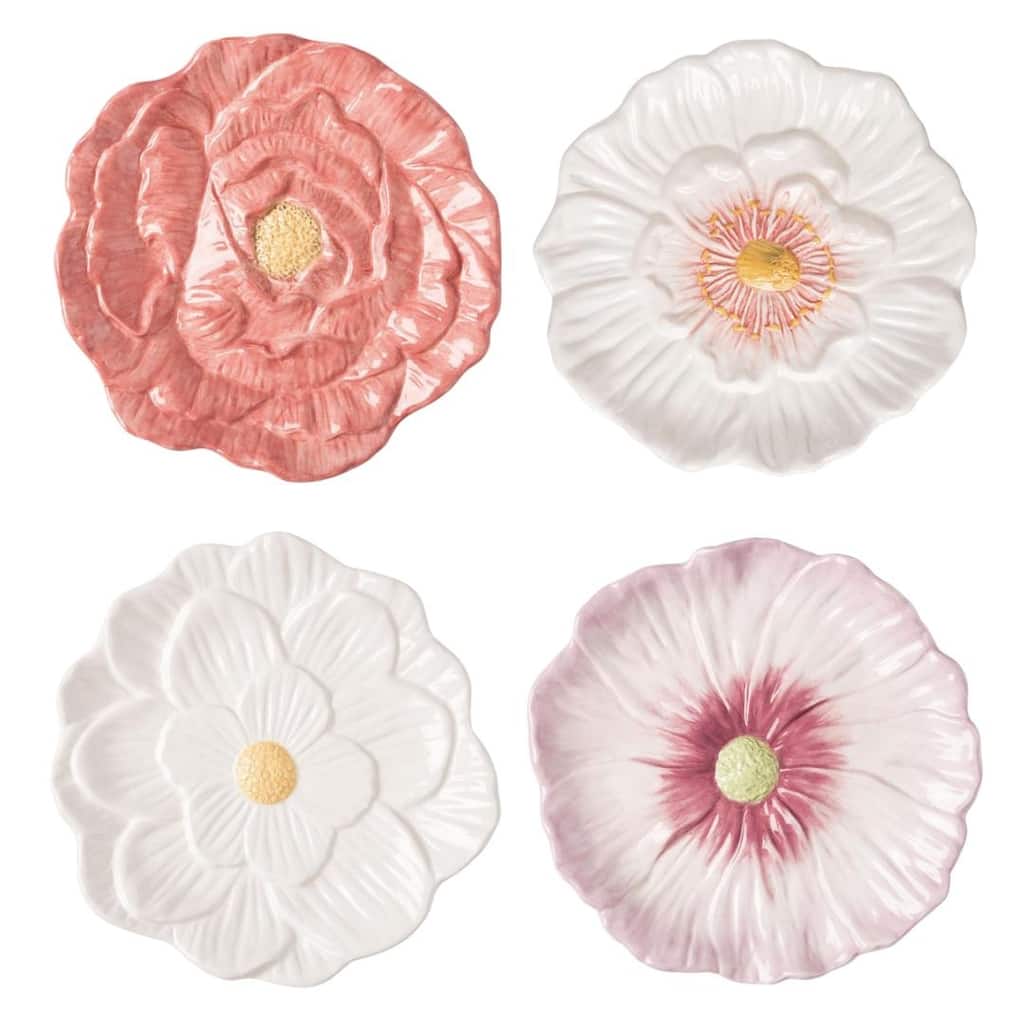 Transpac Ceramic Garden Party Plates Set of 4 Home Decorations Spring